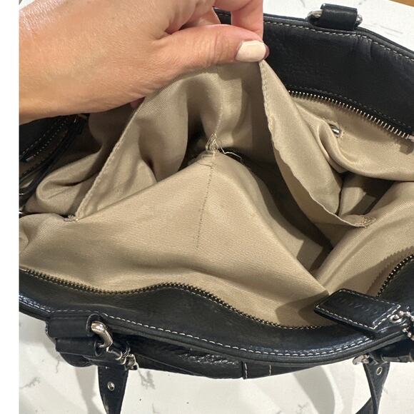 COACH Hamilton Purse Shoulder Hand Bag Black Pebble Leather Tote, Medium, EUC - Picture 5 of 9